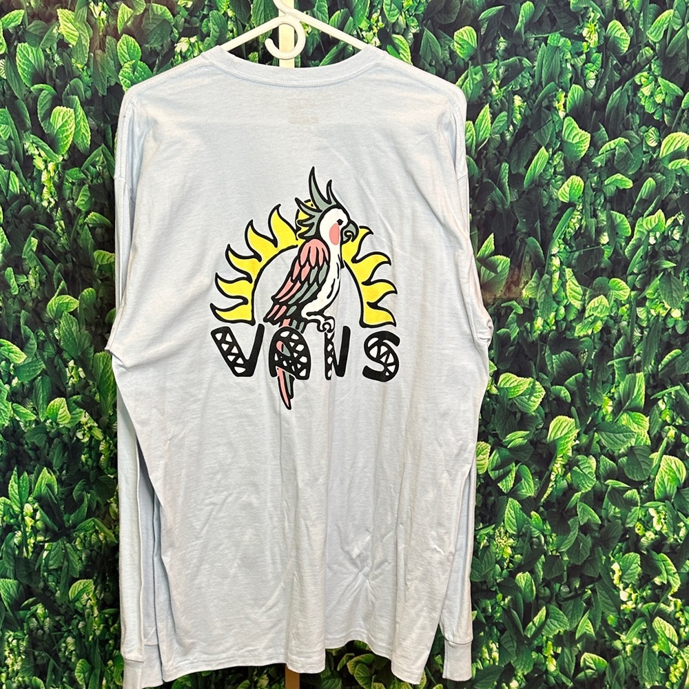Vans White Long Sleeve with Parrot and Sun Graphic
